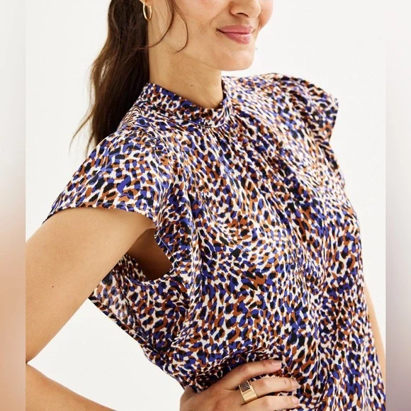 NWT Nine West Mockneck Cascade Sleeve Popover Top Size XS - Picture 3 of 7